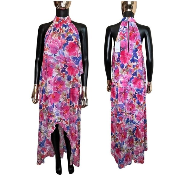 MISA Los Angeles Victorine Pink Floral High Low Dress NWT MSRP $460 - Picture 2 of 10